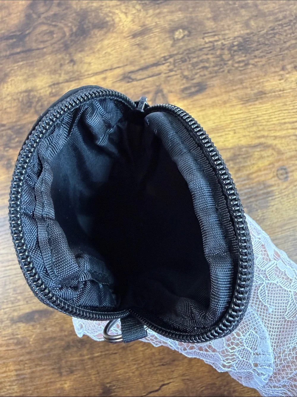 Black Quilted Key Pouch with Stitch Detail